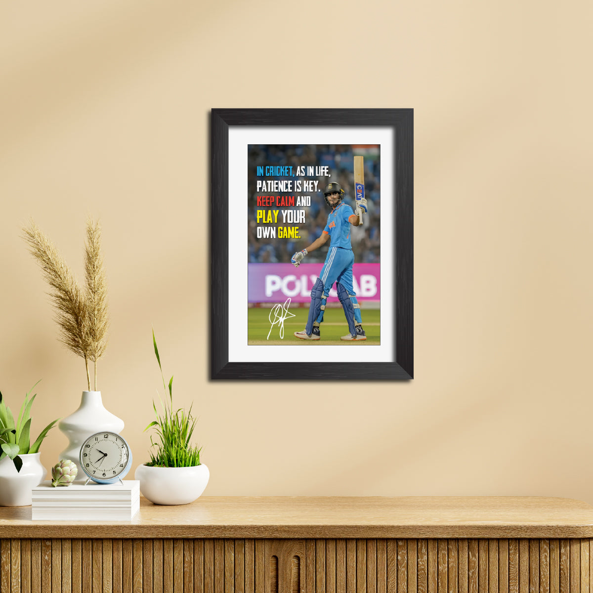 Shubhman Gill Quotes India Cricket Team Poster Framed Painting
