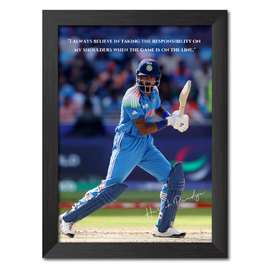Hardik Pandya Quote India Cricket Team Poster Framed Painting