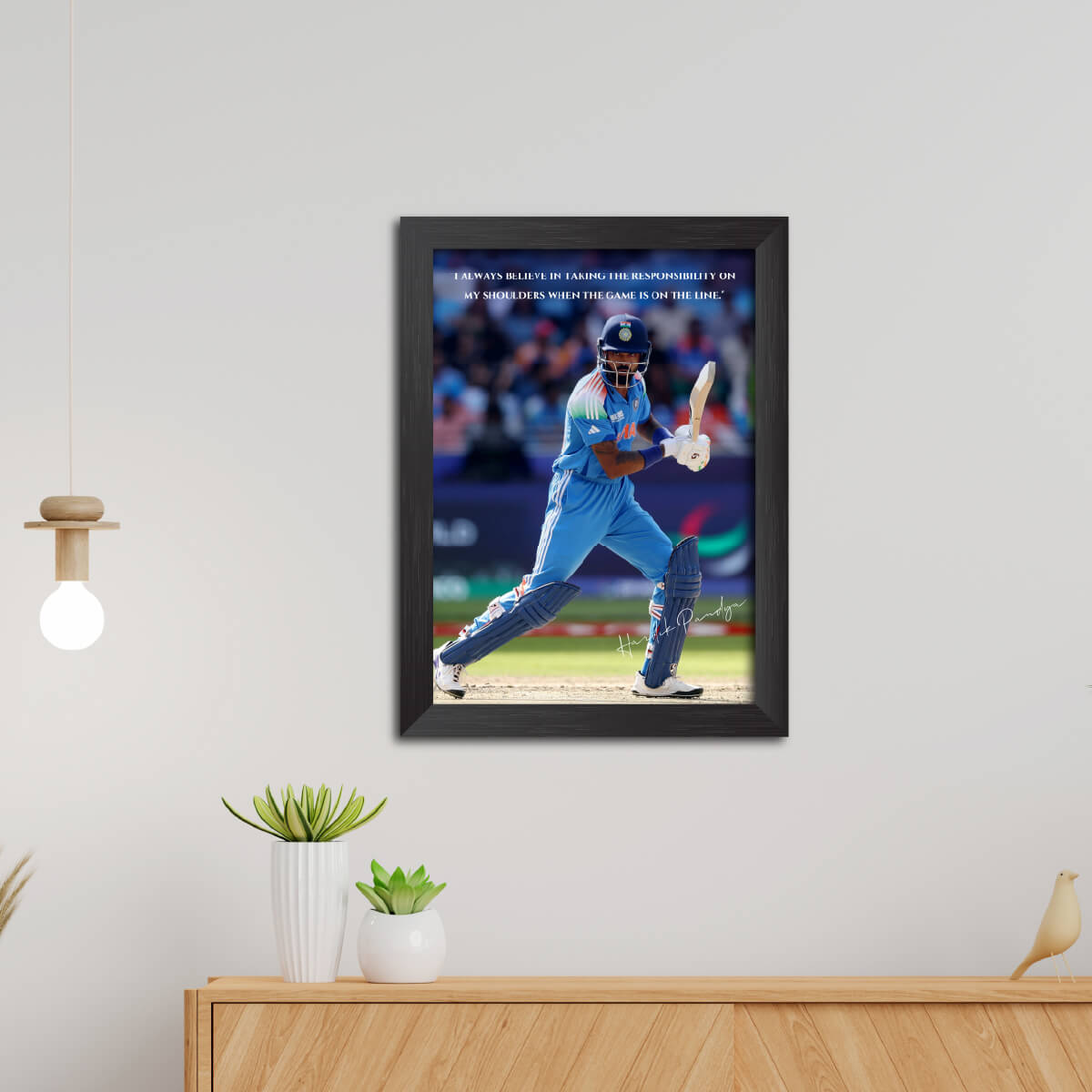 Hardik Pandya Quote India Cricket Team Poster Framed Painting
