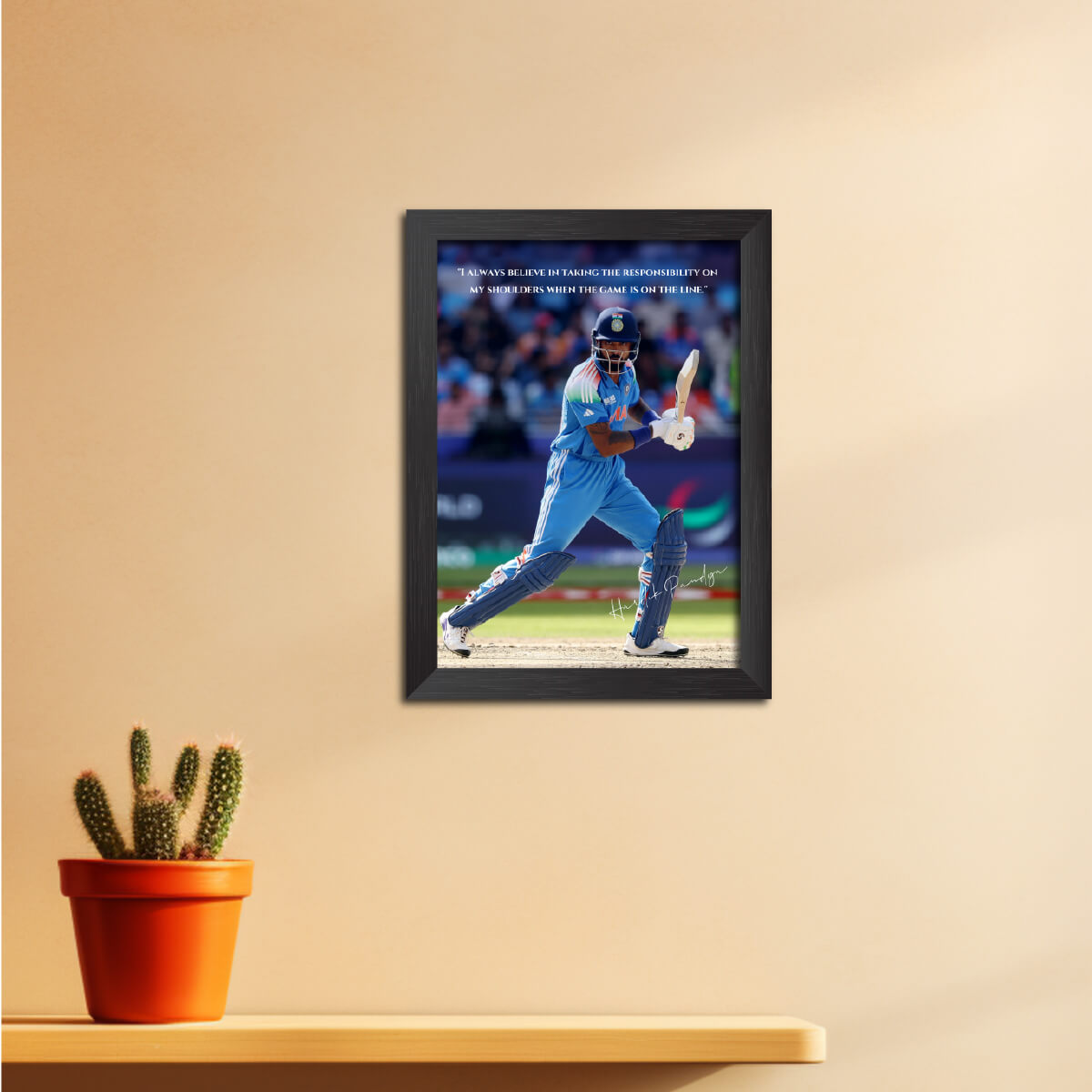 Hardik Pandya Quote India Cricket Team Poster Framed Painting