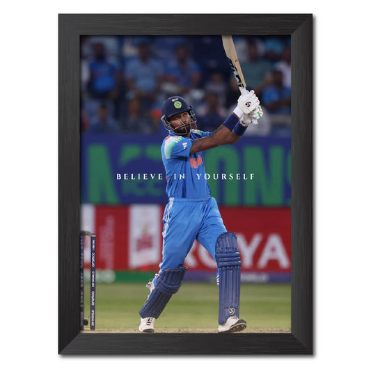 Hardik Pandya Quotes India Cricket Team Poster Framed Painting