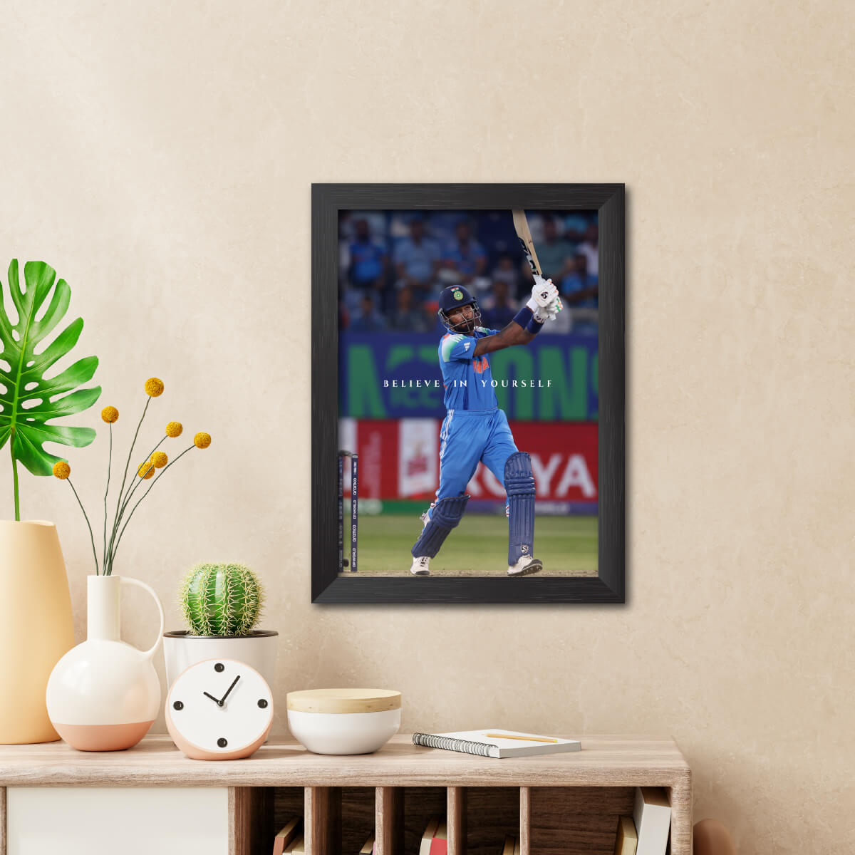 Hardik Pandya Quotes India Cricket Team Poster Framed Painting
