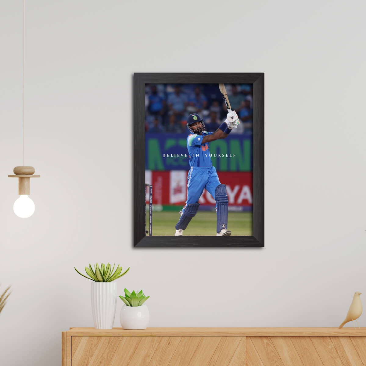 Hardik Pandya Quotes India Cricket Team Poster Framed Painting