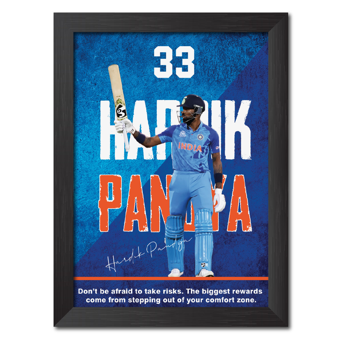 Hardik Pandya India Cricket Team Poster Framed Painting
