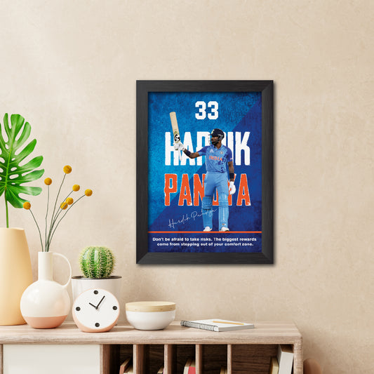 Hardik Pandya India Cricket Team Poster Framed Painting