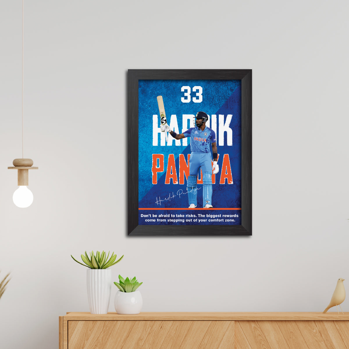 Hardik Pandya India Cricket Team Poster Framed Painting