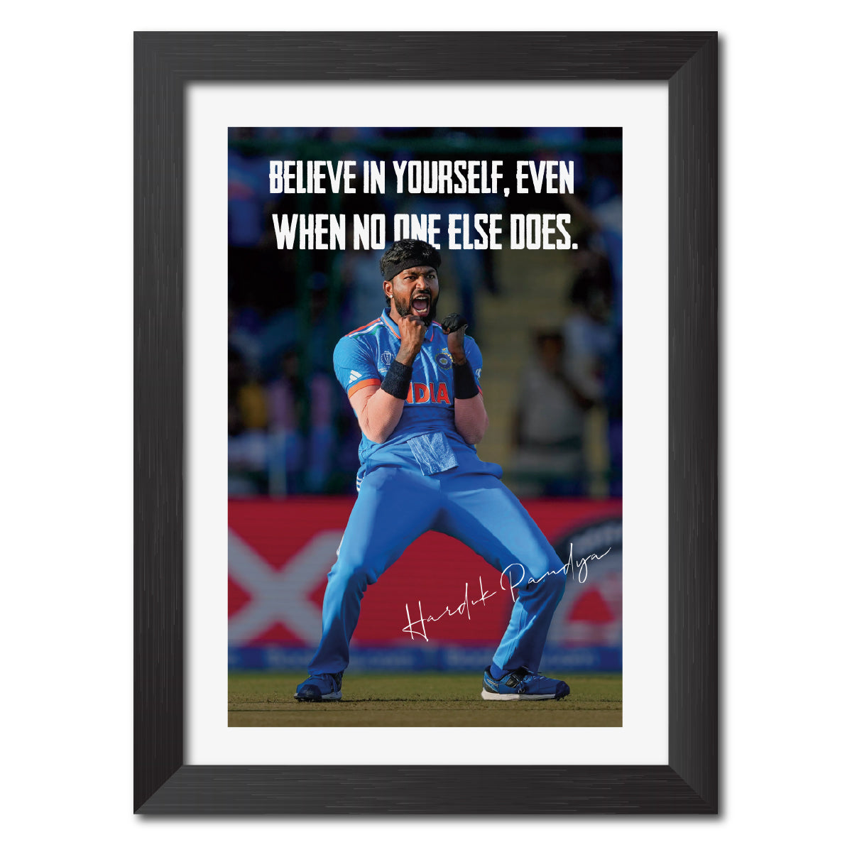 Hardik Pandya India Cricket Team Poster Framed Painting