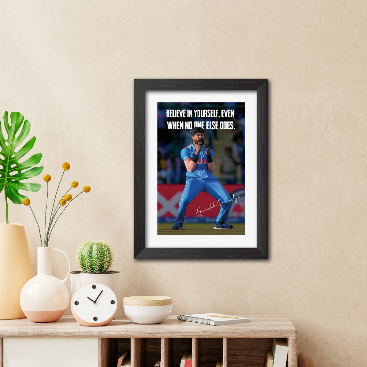 Hardik Pandya India Cricket Team Poster Framed Painting