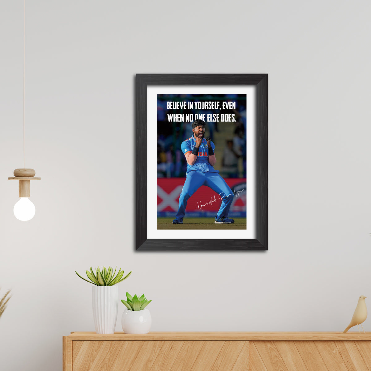 Hardik Pandya India Cricket Team Poster Framed Painting