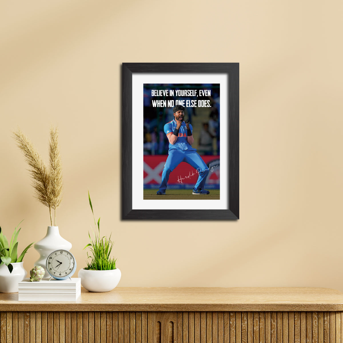Hardik Pandya India Cricket Team Poster Framed Painting