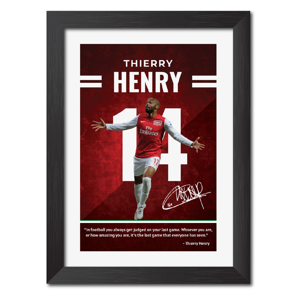 Thierry Henry Quotes Arsenal Football Club Poster Framed Painting