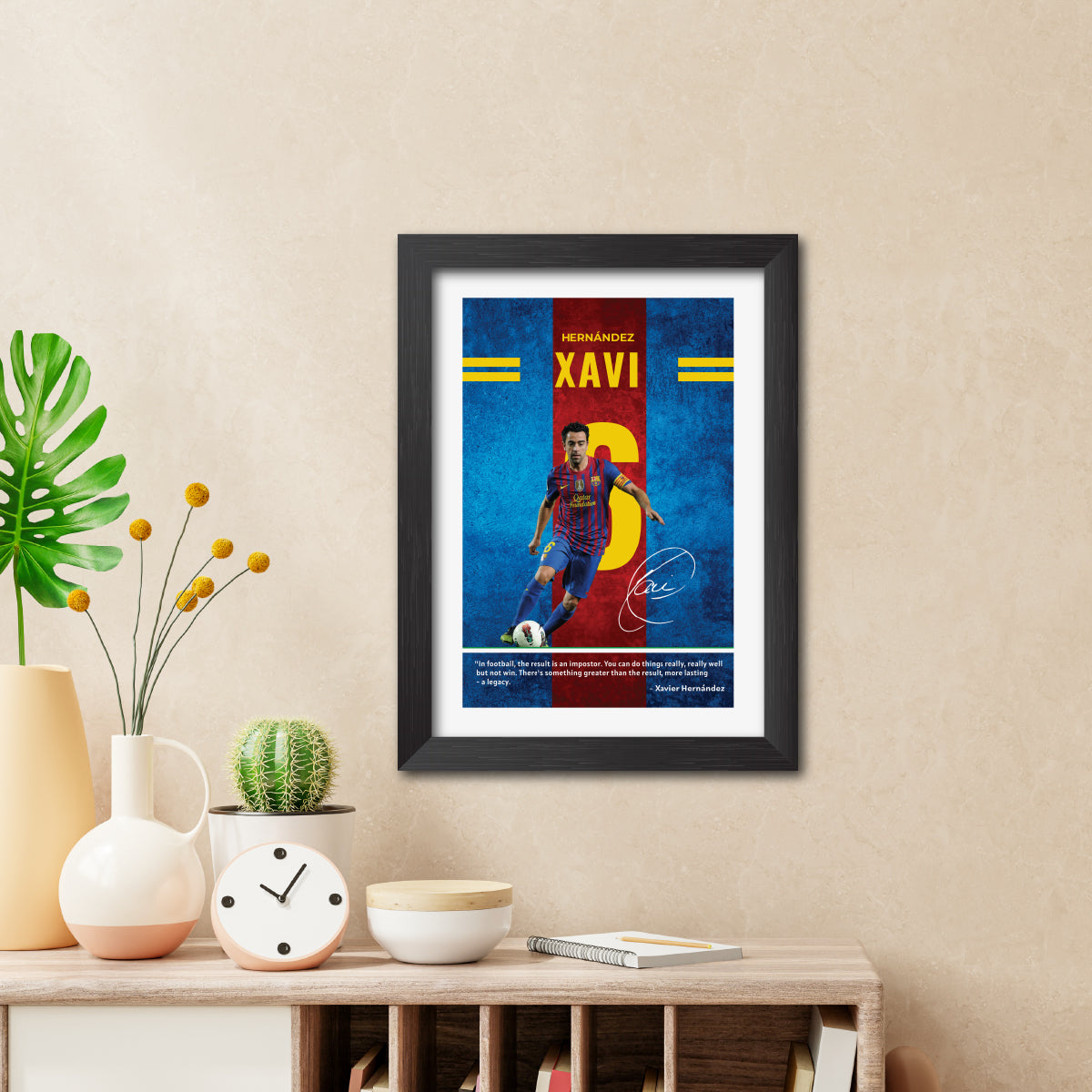 Xavi Quotes Barcelona Football Poster Framed Painting
