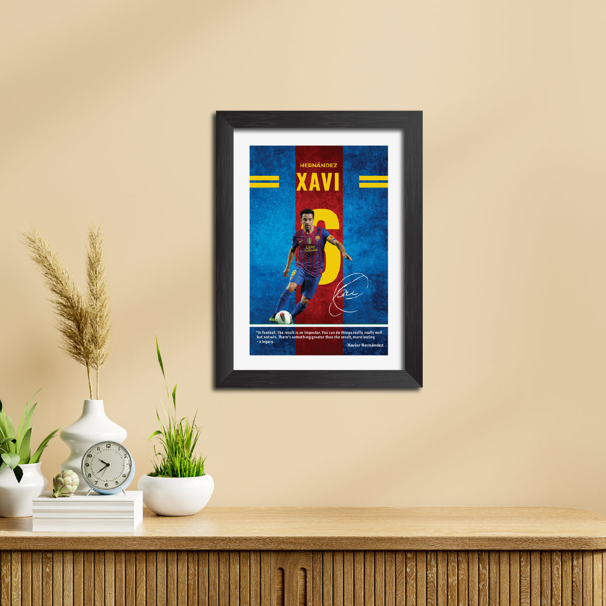 Xavi Quotes Barcelona Football Poster Framed Painting