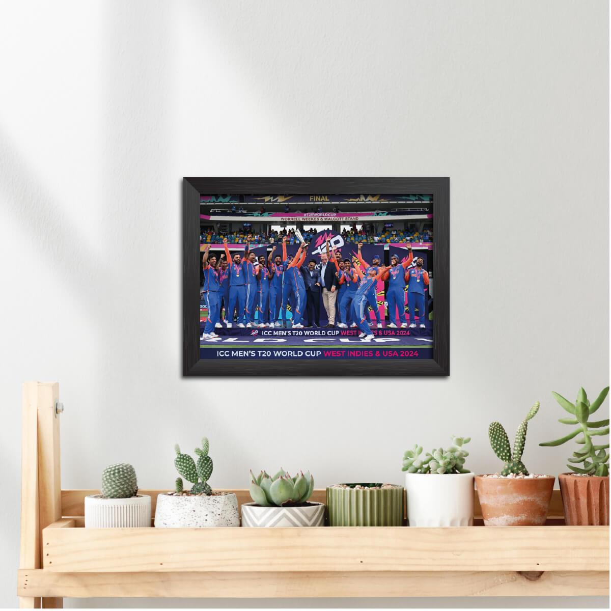 India 2024 Worldcup T20 Trophy Celebration Poster Framed Painting