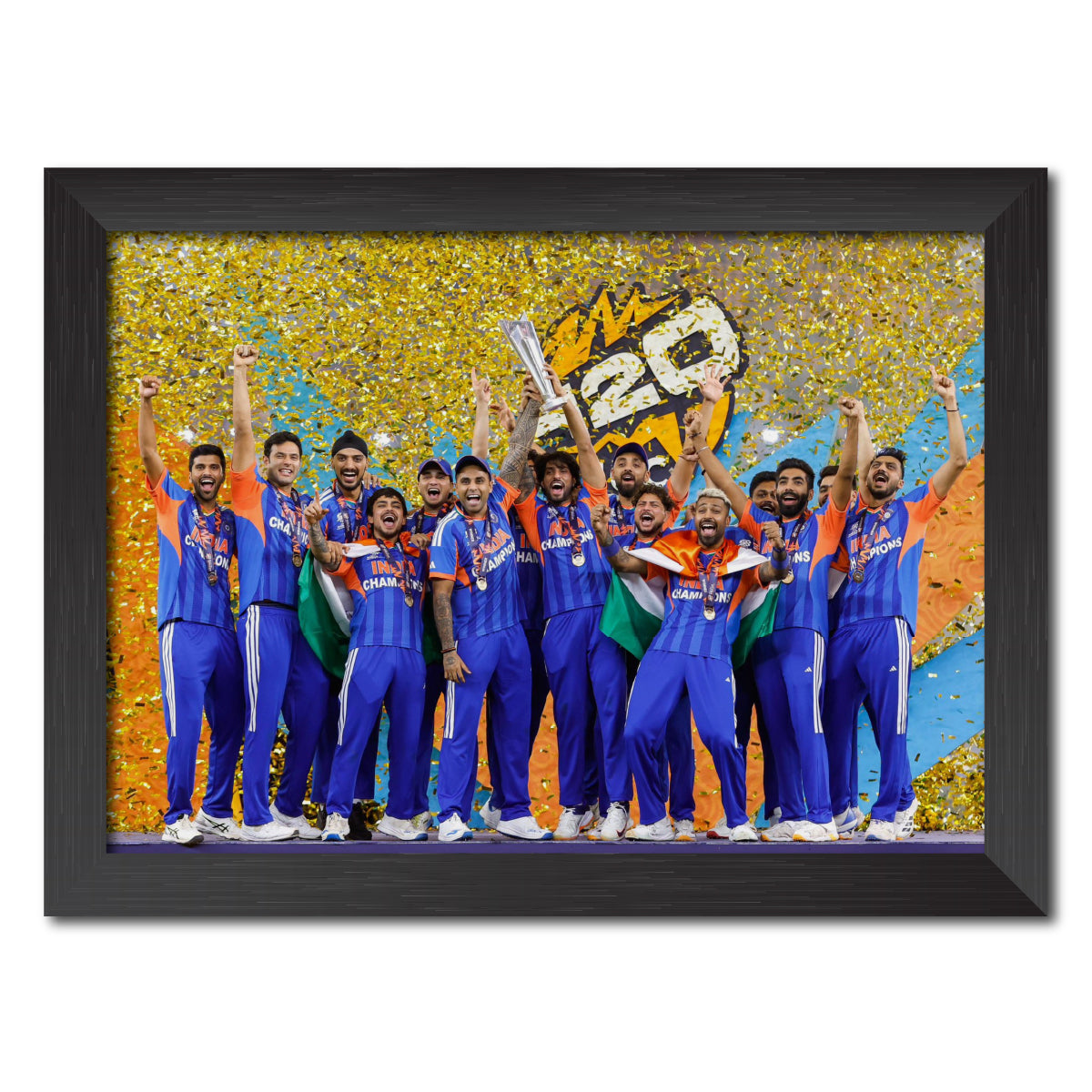India 2026 Worldcup T20 Trophy Celebration Poster Framed Painting