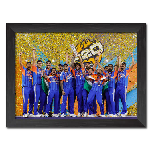 India 2026 Worldcup T20 Trophy Celebration Poster Framed Painting