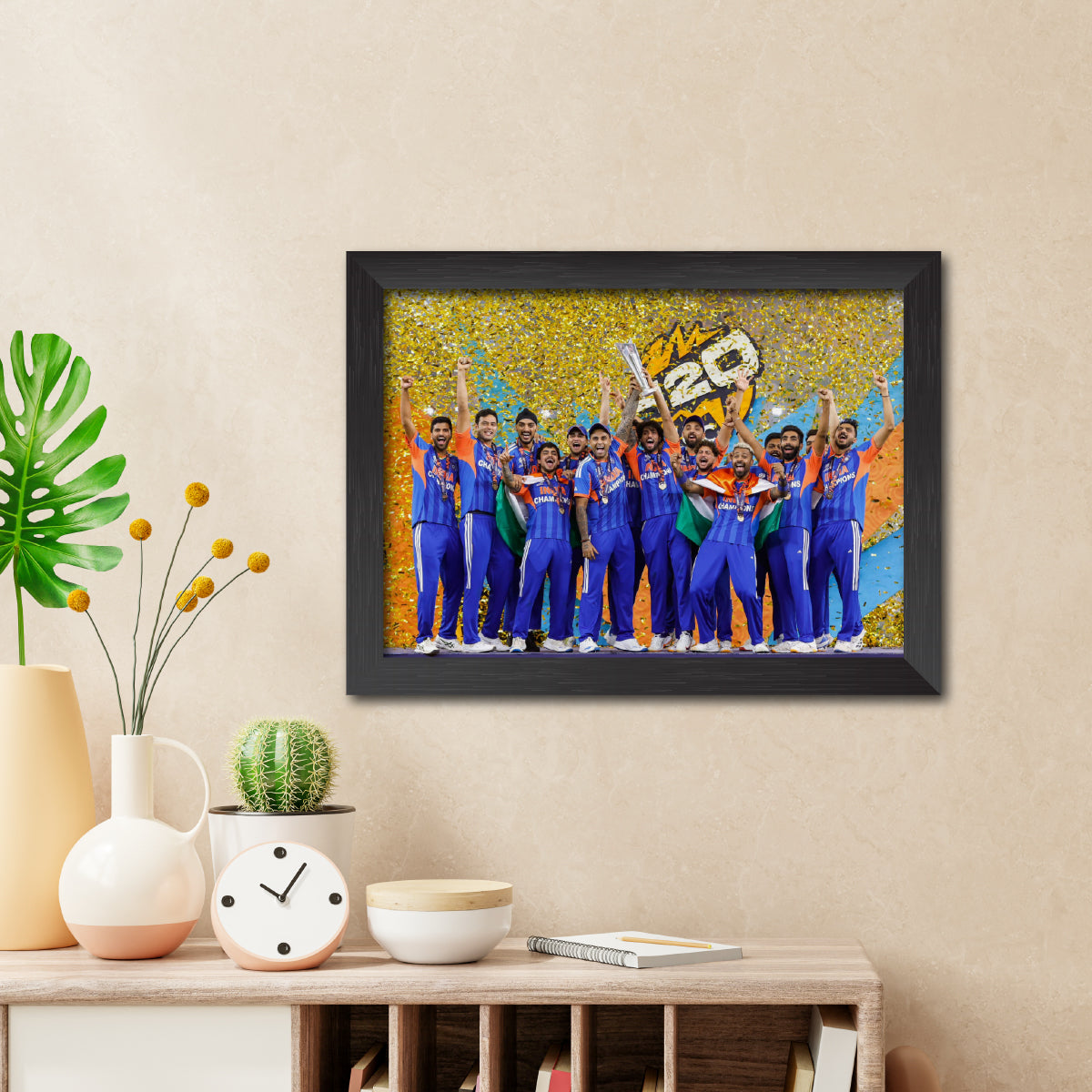India 2026 Worldcup T20 Trophy Celebration Poster Framed Painting
