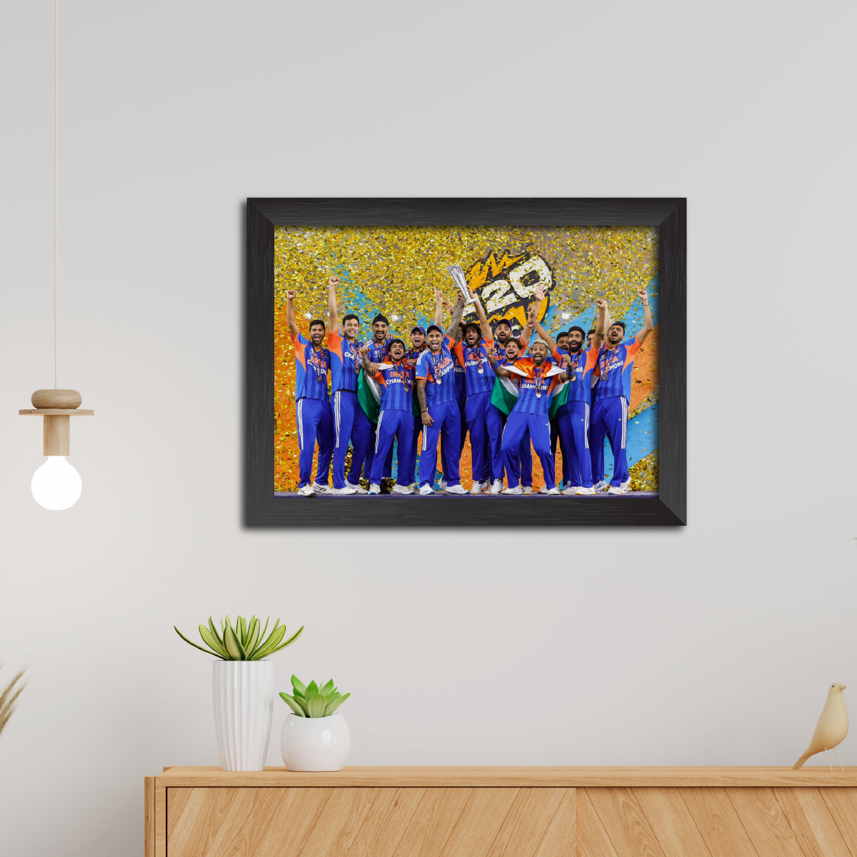 India 2026 Worldcup T20 Trophy Celebration Poster Framed Painting