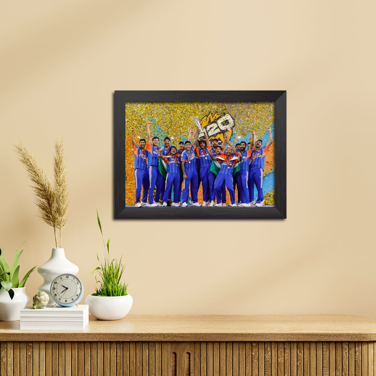India 2026 Worldcup T20 Trophy Celebration Poster Framed Painting
