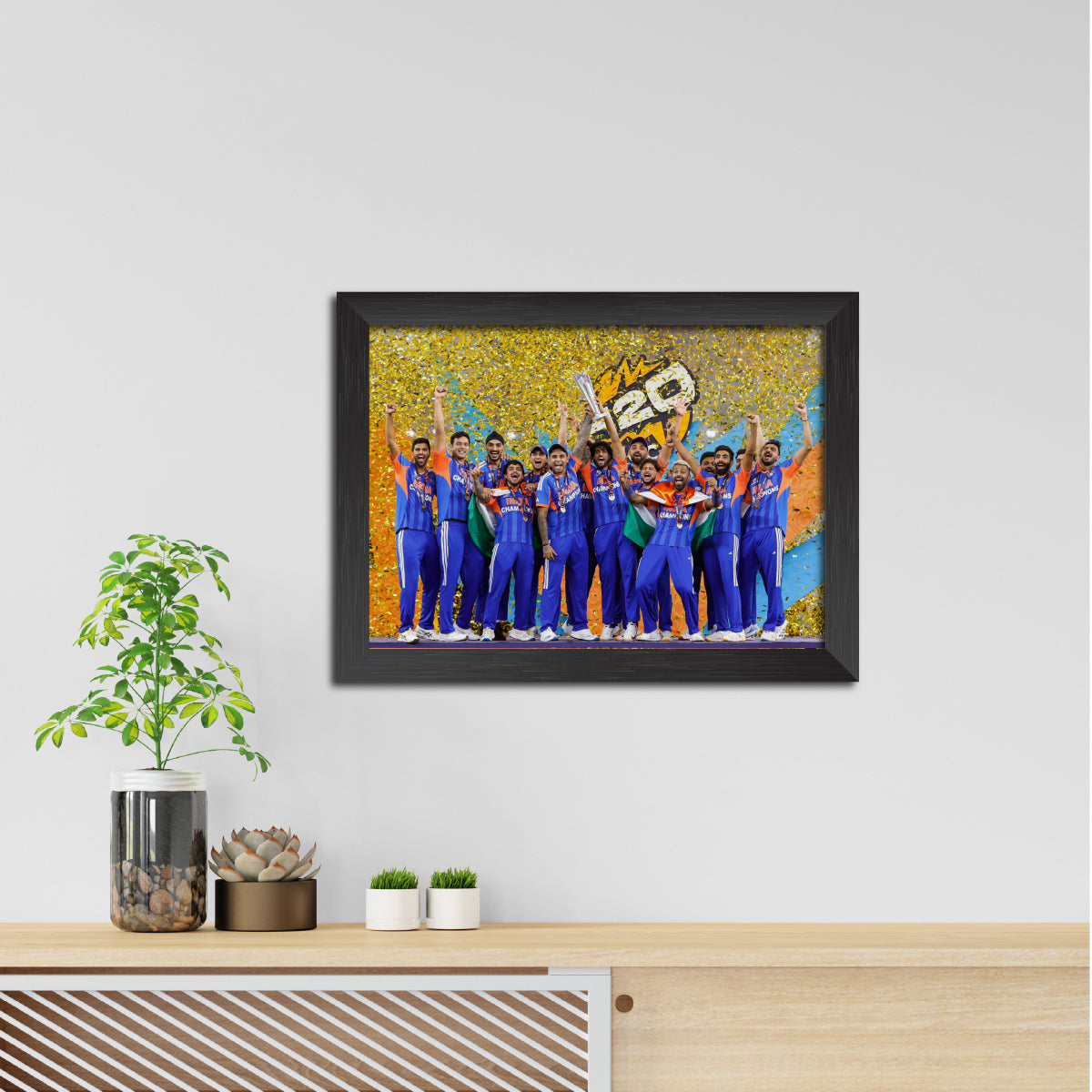 India 2026 Worldcup T20 Trophy Celebration Poster Framed Painting