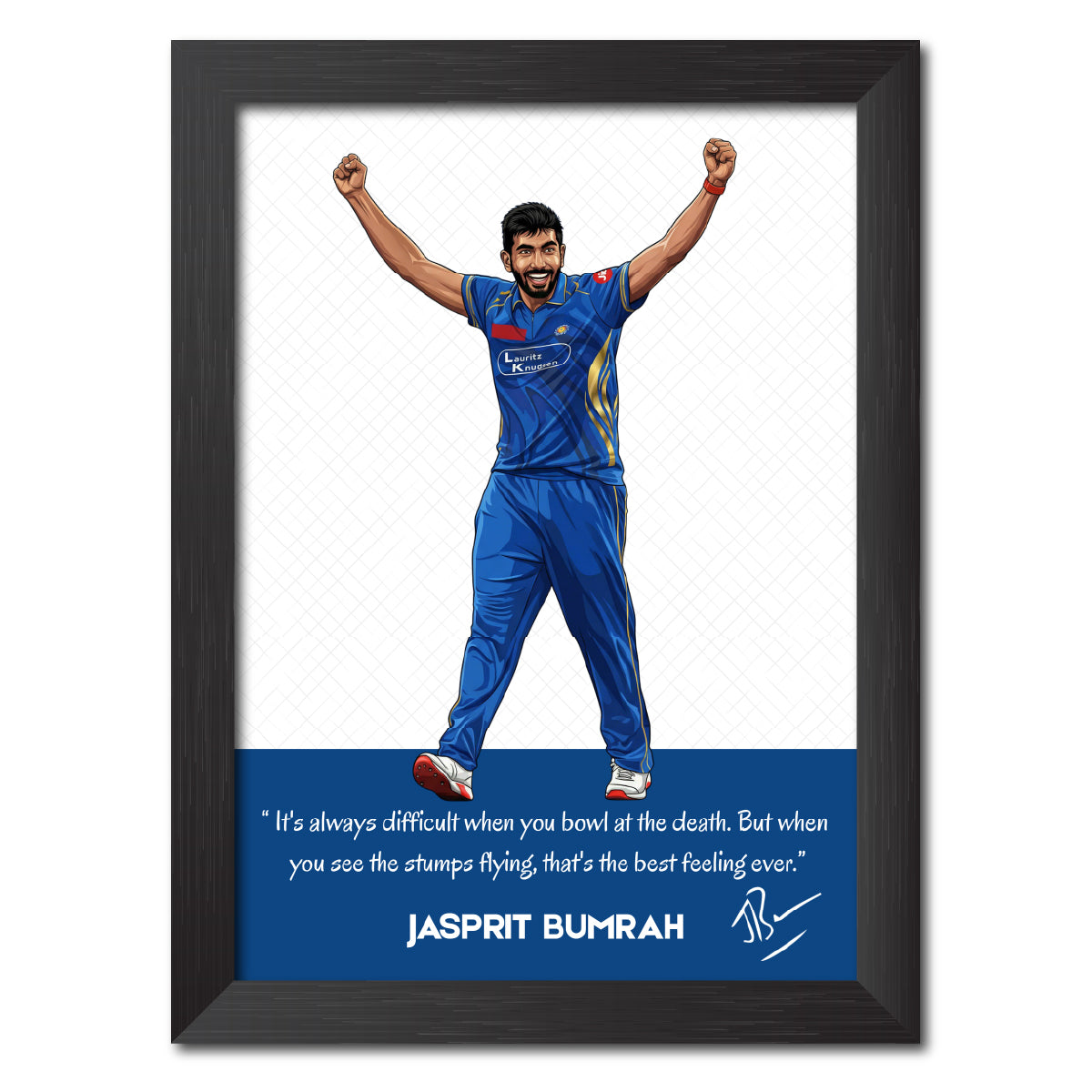 Jasprit Bumrah Mumbai T20 Cricket Team Poster Framed Painting