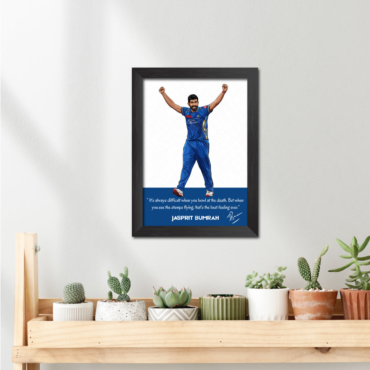 Jasprit Bumrah Mumbai T20 Cricket Team Poster Framed Painting