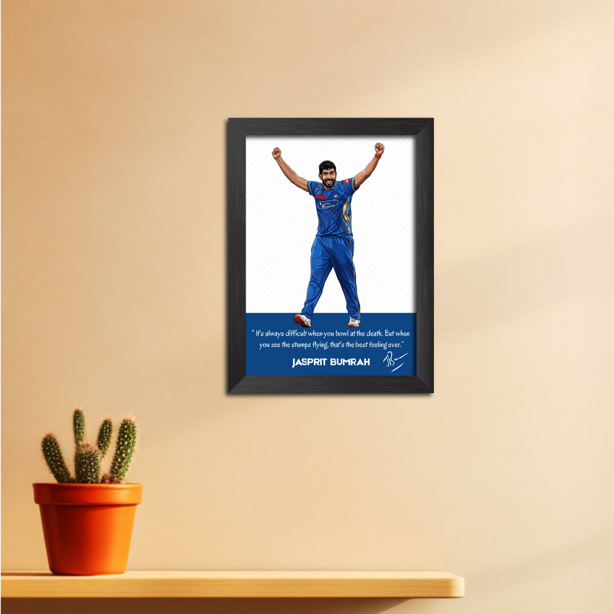Jasprit Bumrah Mumbai T20 Cricket Team Poster Framed Painting