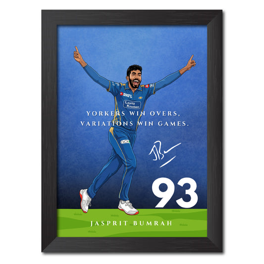 Jasprit Bumrah Mumbai T20 Cricket Team Poster Framed Painting
