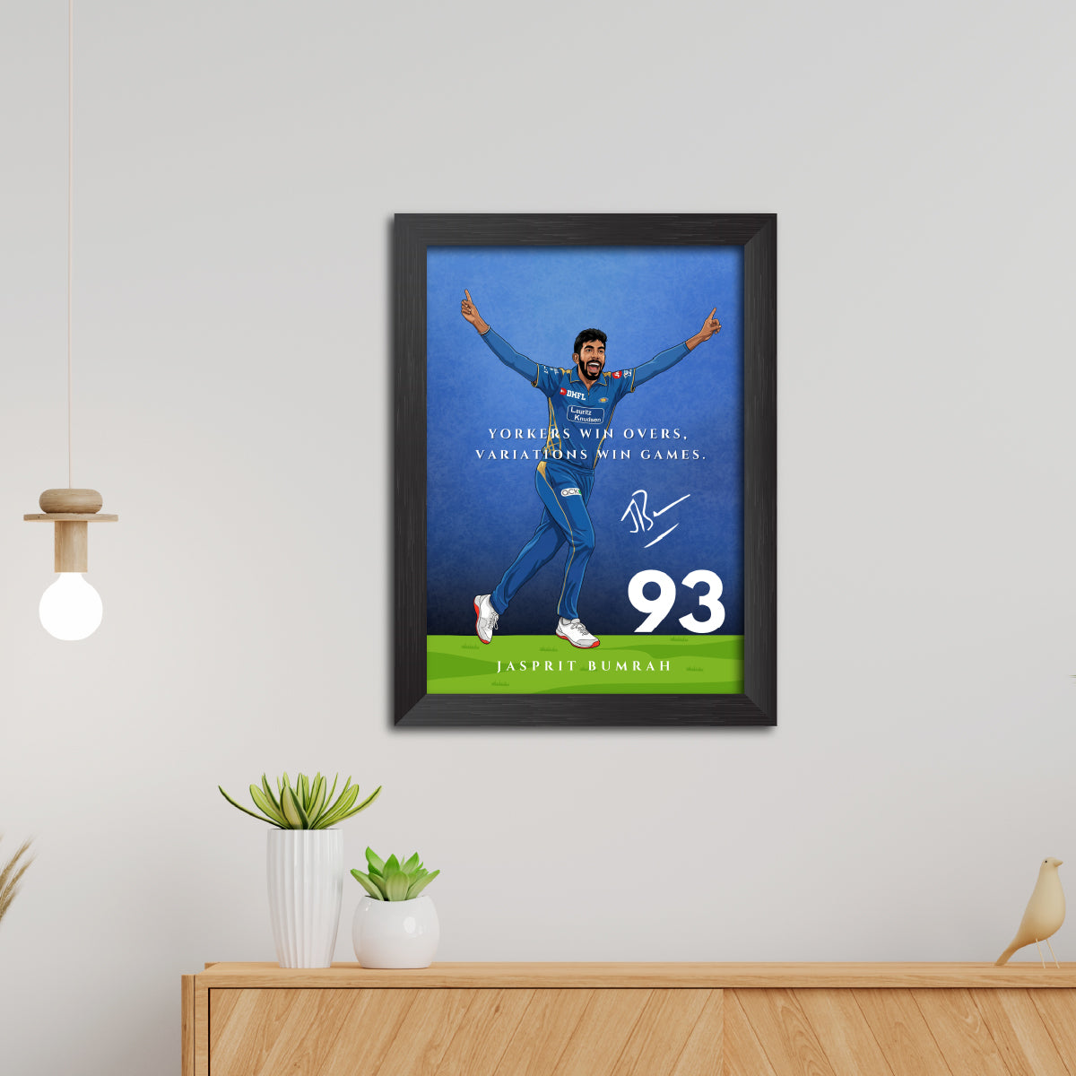 Jasprit Bumrah Mumbai T20 Cricket Team Poster Framed Painting