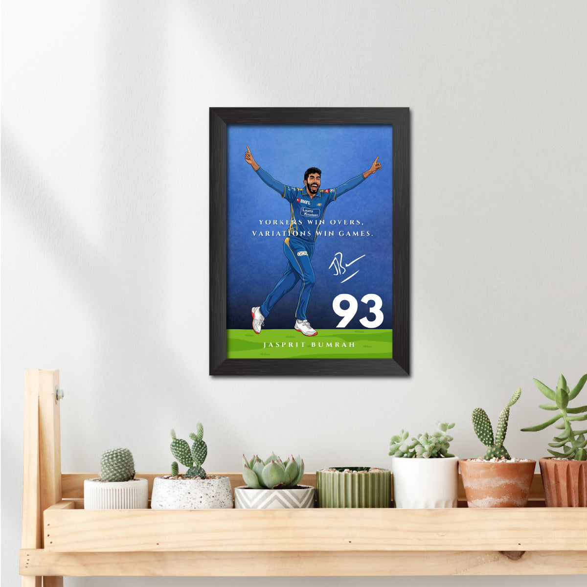 Jasprit Bumrah Mumbai T20 Cricket Team Poster Framed Painting