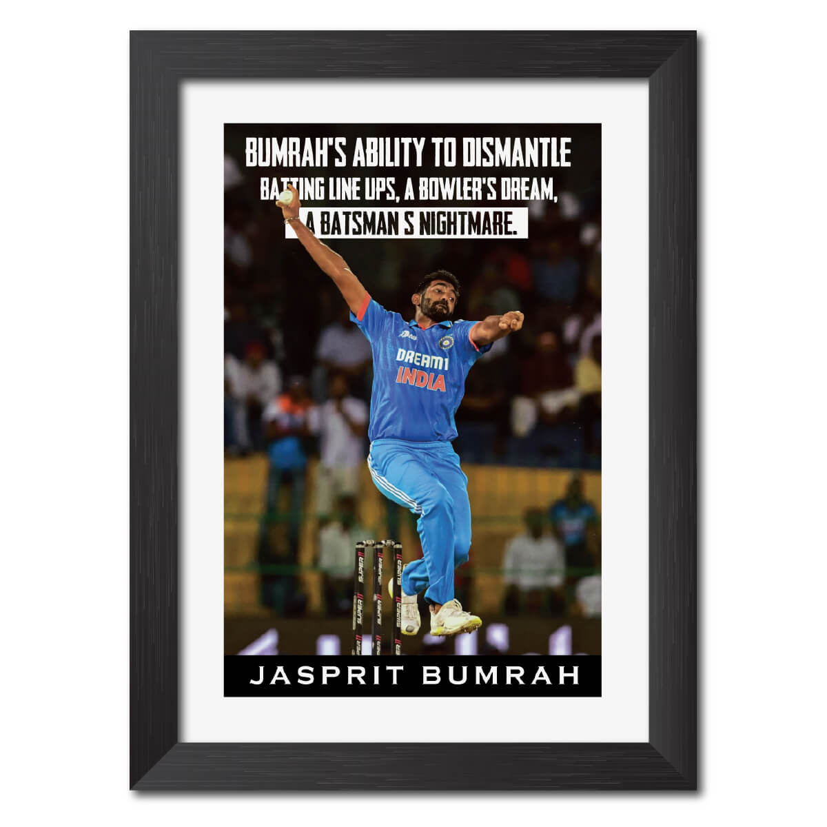 Jasprit Bumrah Quotes India Cricket Team Poster Framed Painting