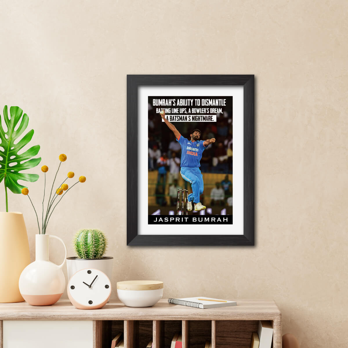 Jasprit Bumrah Quotes India Cricket Team Poster Framed Painting