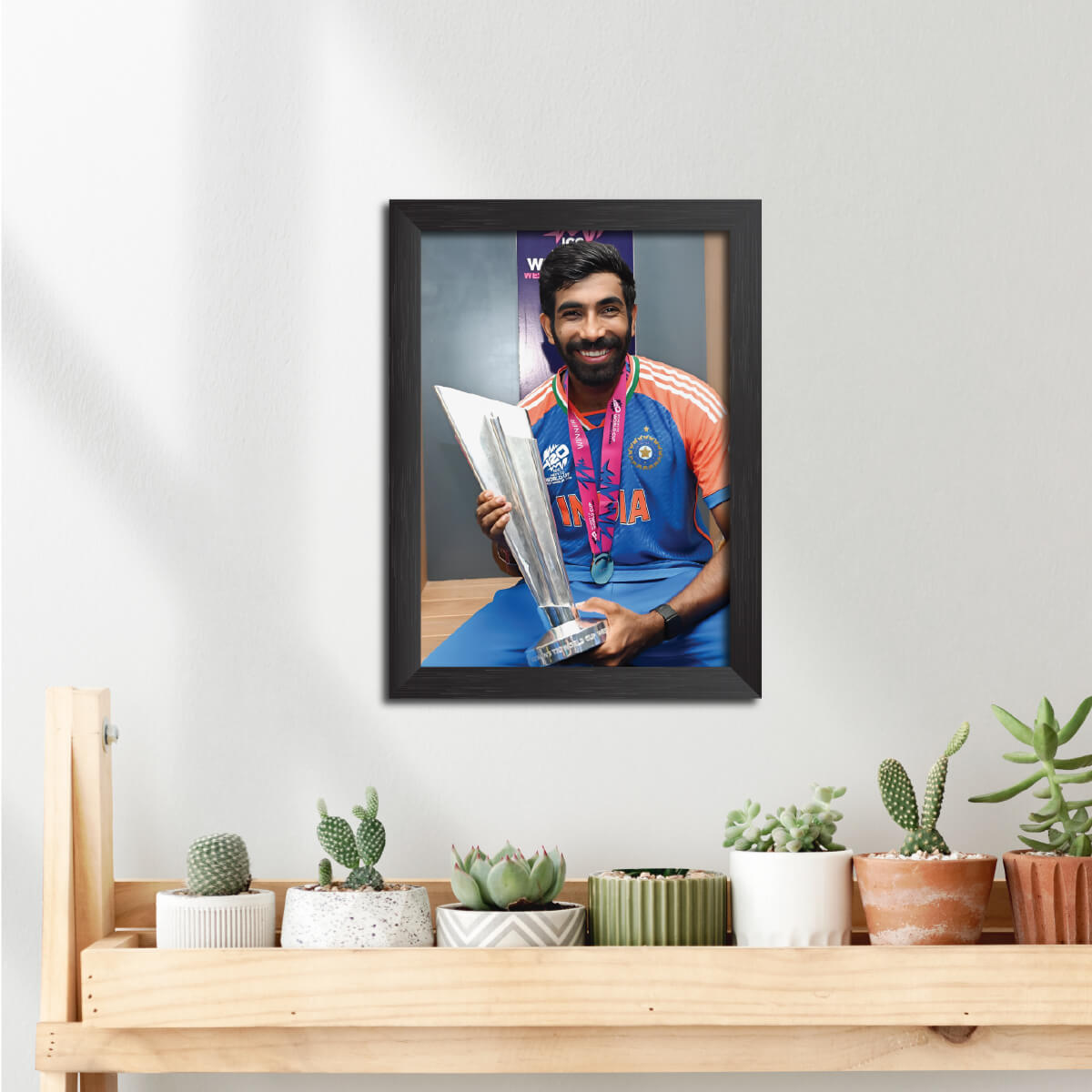 Jasprit Bumrah T20 Worldcup India Cricket Team Poster Framed Painting