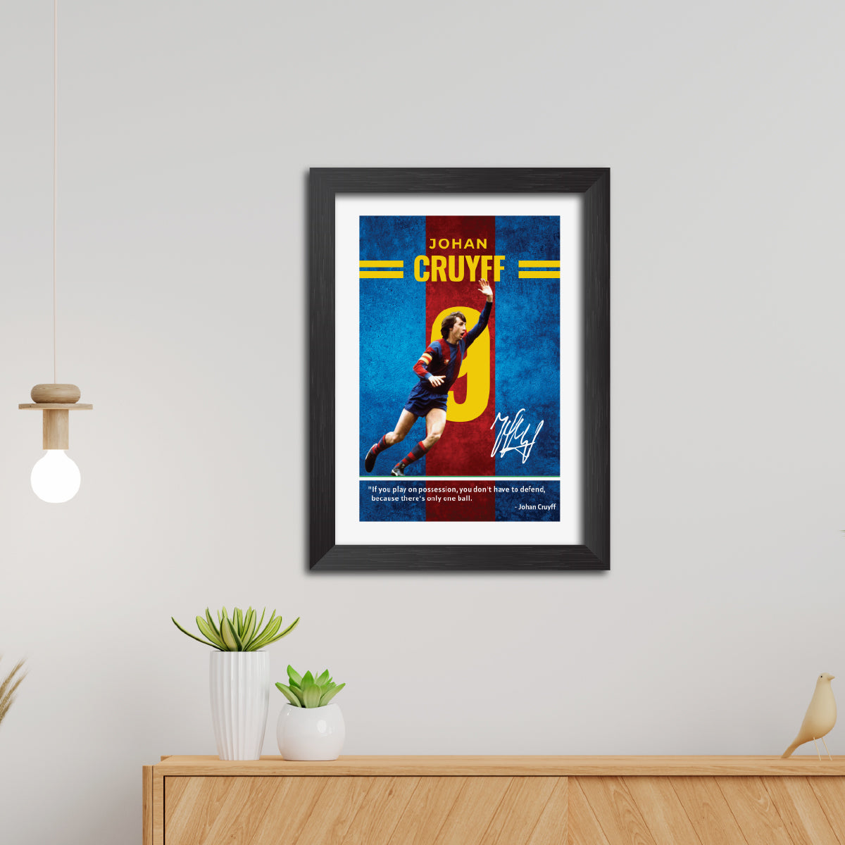 Johan Cruyff Quotes Barcelona Football Poster Framed Painting