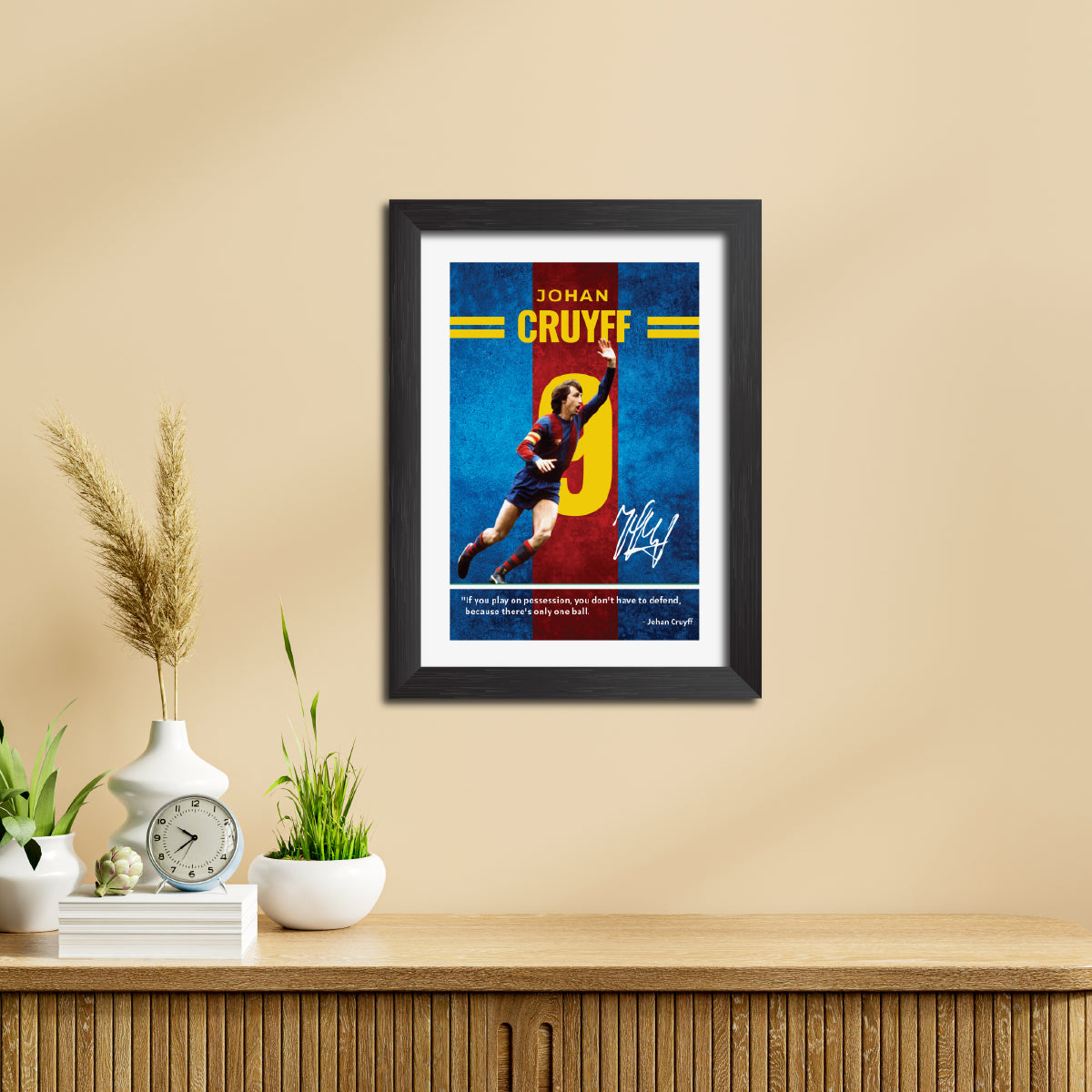 Johan Cruyff Quotes Barcelona Football Poster Framed Painting