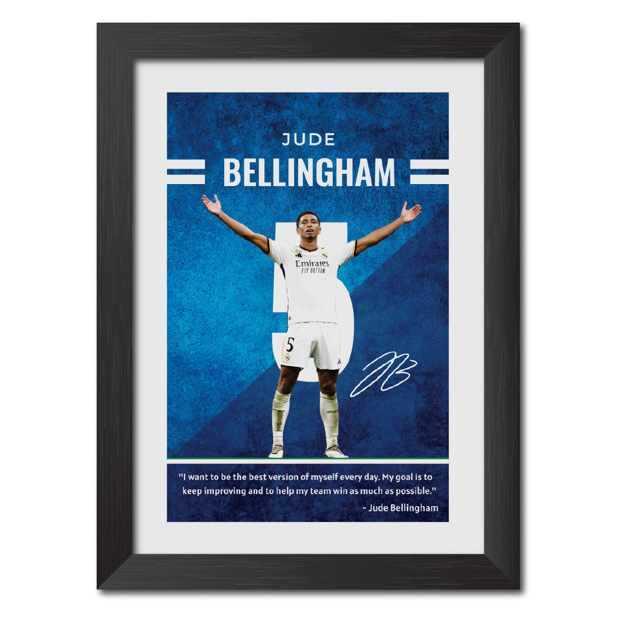 Jude Bellingham Quotes Real Madrid Football Poster Framed Painting