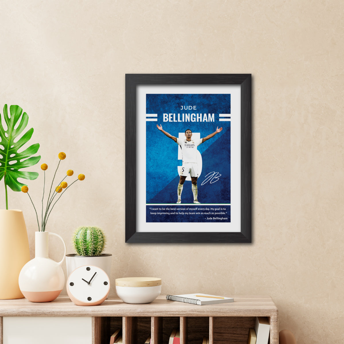 Jude Bellingham Quotes Real Madrid Football Poster Framed Painting