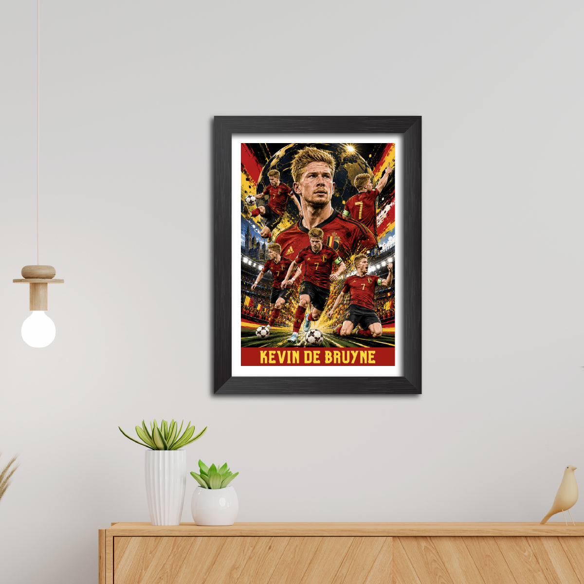 Kevin De Bruyne Belgium Football Poster Worldcup Themed Photo Frame Painting