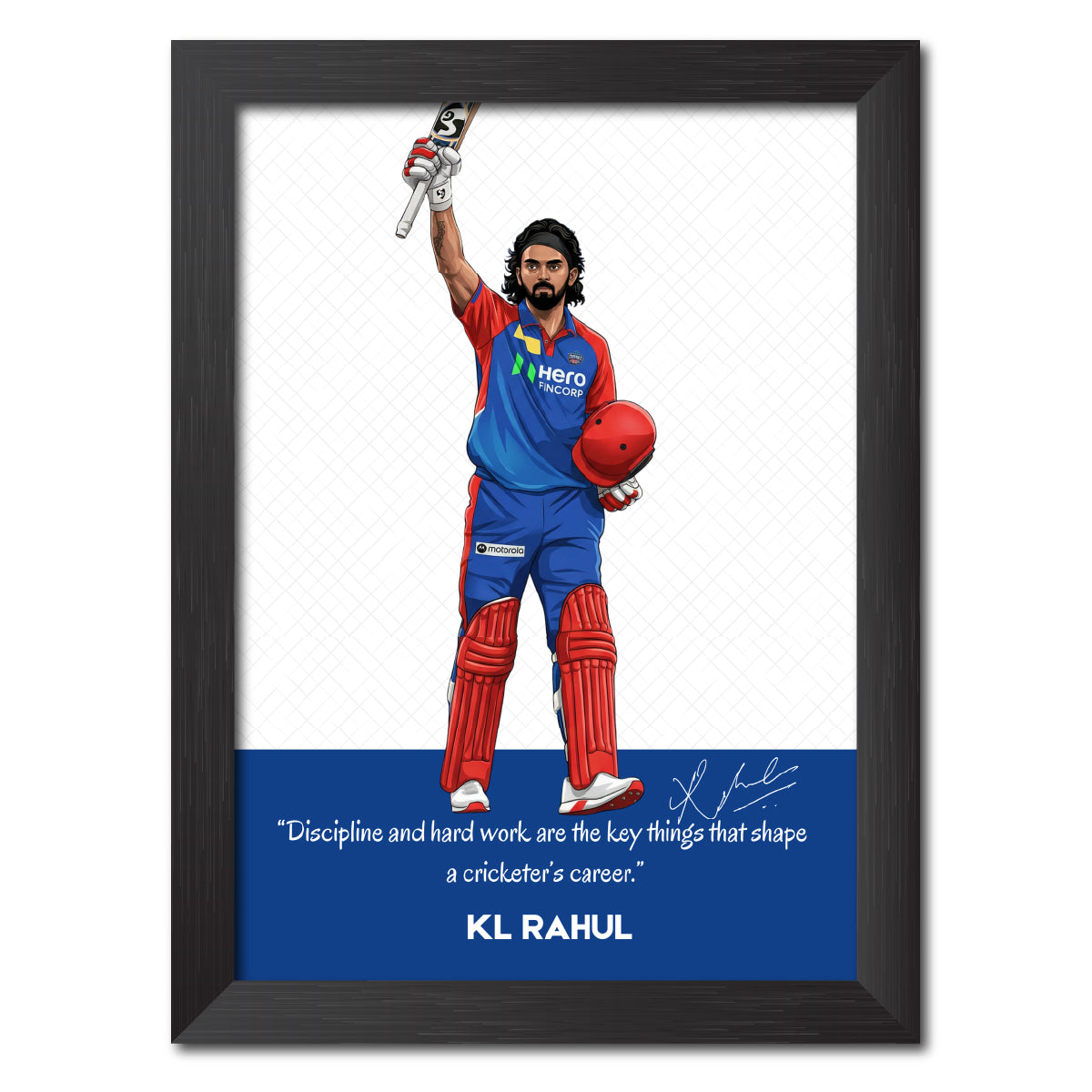 KL Rahul Delhi T20 Cricket Team Poster Framed Painting
