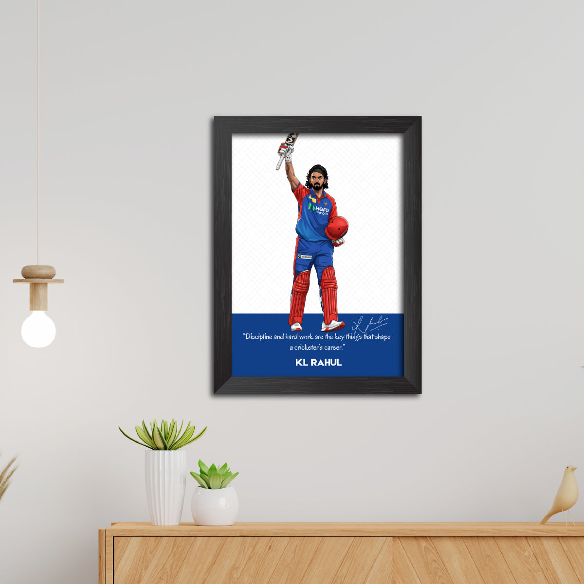 KL Rahul Delhi T20 Cricket Team Poster Framed Painting