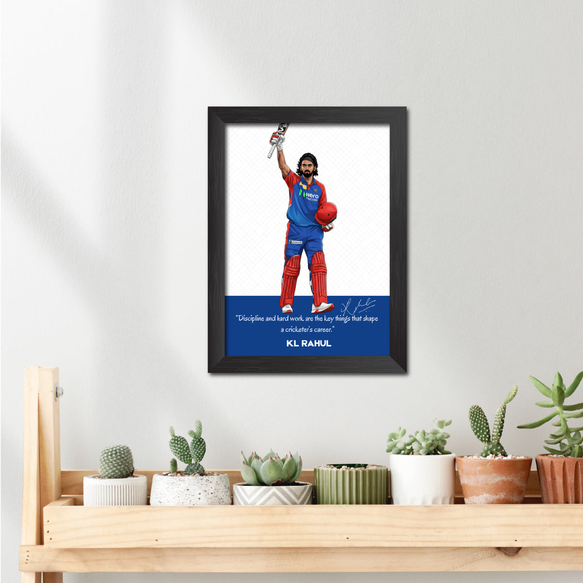 KL Rahul Delhi T20 Cricket Team Poster Framed Painting