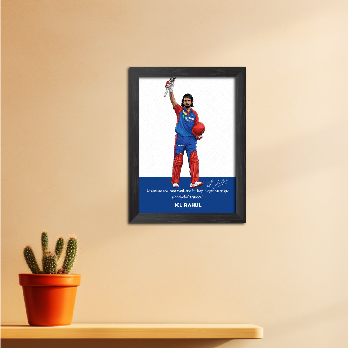 KL Rahul Delhi T20 Cricket Team Poster Framed Painting