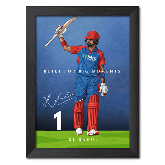 KL Rahul Delhi T20 Cricket Team Poster Framed Painting