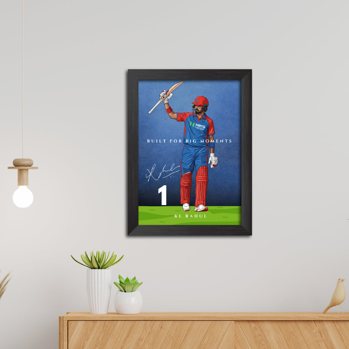 KL Rahul Delhi T20 Cricket Team Poster Framed Painting