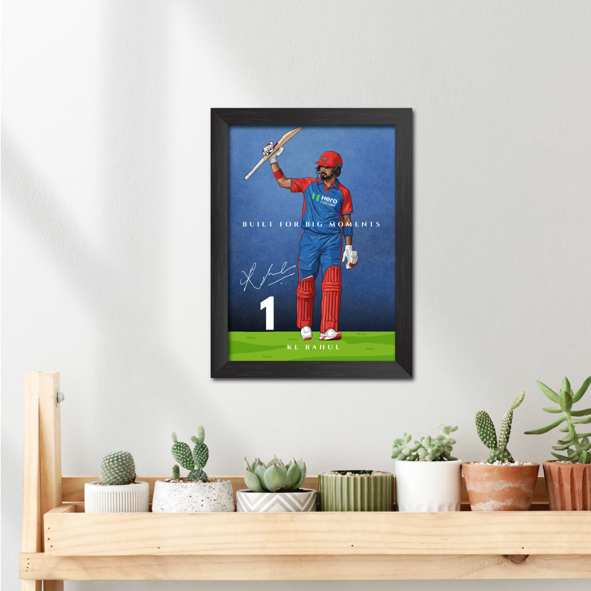 KL Rahul Delhi T20 Cricket Team Poster Framed Painting