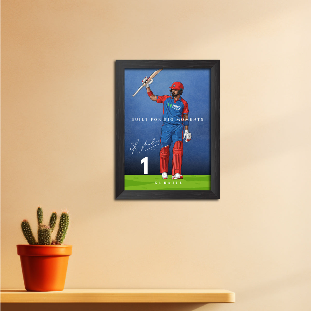 KL Rahul Delhi T20 Cricket Team Poster Framed Painting