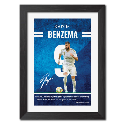 Karim Benzama Quotes Real Madrid Football Poster Framed Painting