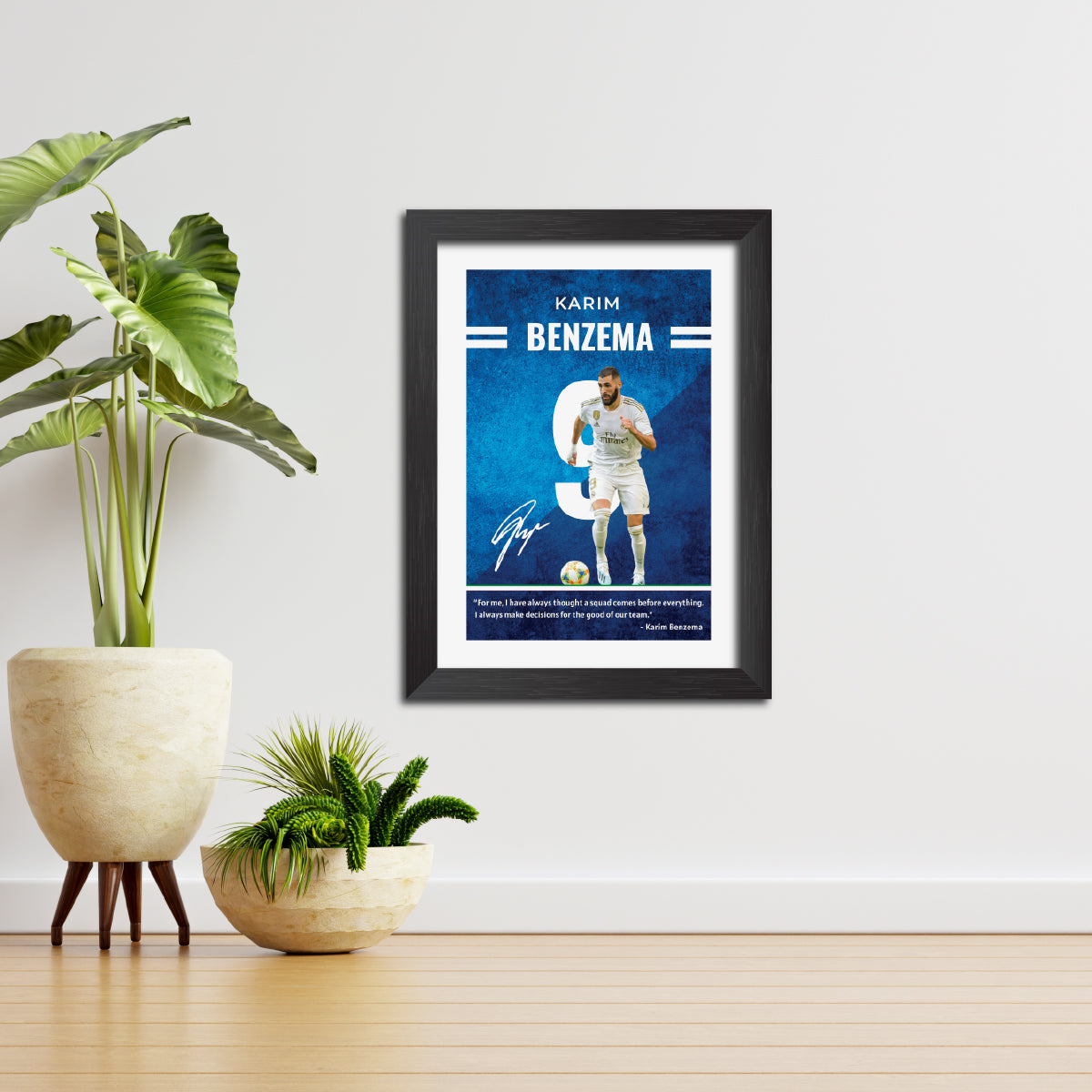 Karim Benzama Quotes Real Madrid Football Poster Framed Painting