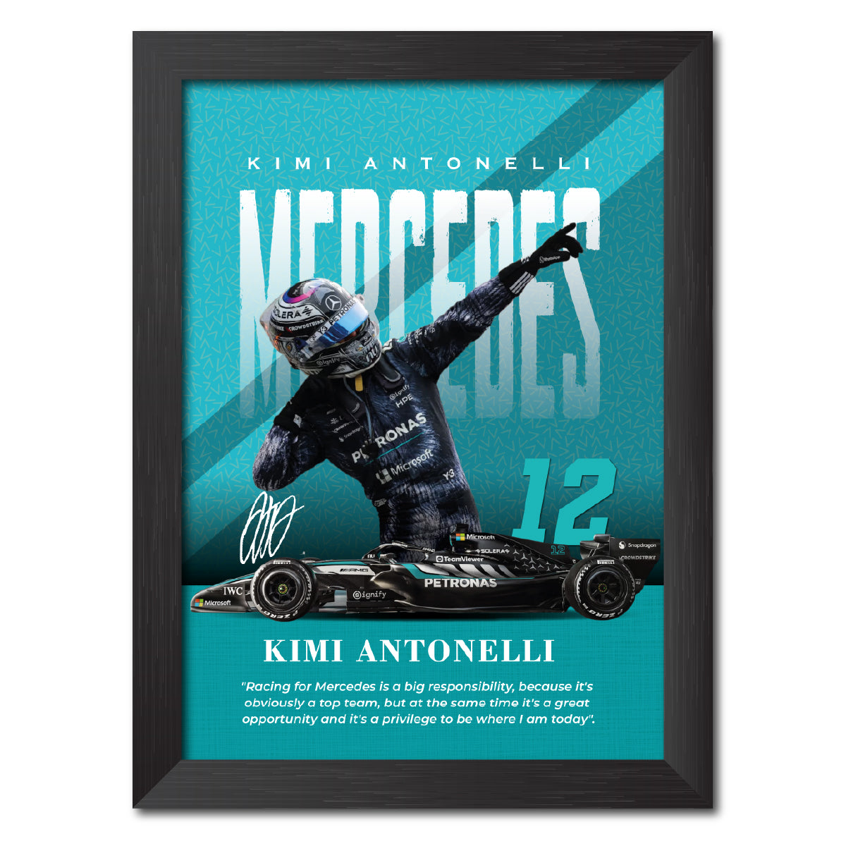 Kimi Antonelli Quotes F1 Racing Poster Framed Painting