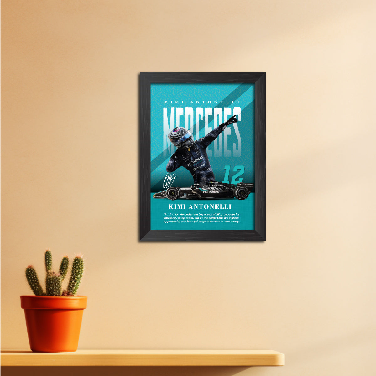 Kimi Antonelli Quotes F1 Racing Poster Framed Painting